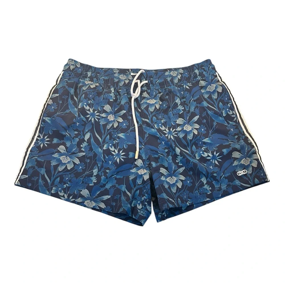 Le Club Men’s Blue‎ Tropical Swim Trunks Shorts Size Large